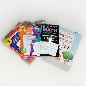 Math Multiplication Division Practice Workbook Worksheet Lot Grades 3-5 School